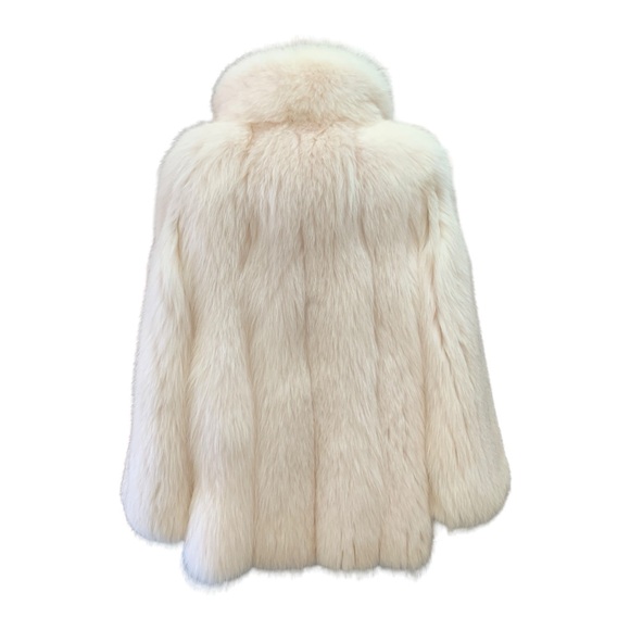 Genuine Fox Fur Open Front Collared Jacket With Pockets - Picture 3 of 14